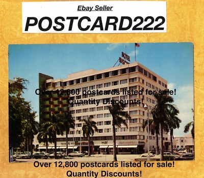 FL Miami 1960s era vintage postcard BISCAYNE TERRACE 340 Biscayne blvd OLD CARS