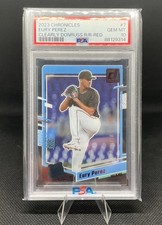 2023 Panini Chronicles Clearly EURY PEREZ RATED ROOKIE RED /100 Miami Marlins