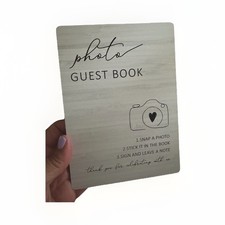 Beige Photo Guest Book Wedding Sign - Snap, Stick, Sign, Leave a Note