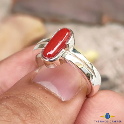 Natural Red Coral Ring Genuine Moonga Gemstone Handmade 925 Silver Marjan  Stone