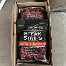 Lot Of 12 - Kirkland Premium Cut Steak Strips Dried Beef Jerky 12 oz Ex 5/26