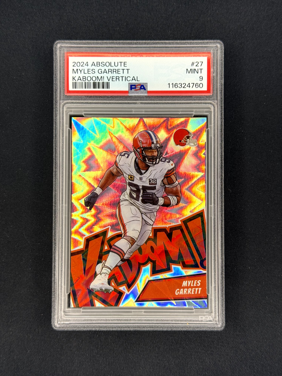 Myles Garrett 2024 Panini Absolute Kaboom! Vertical Case Hit SSP PSA 9 Browns