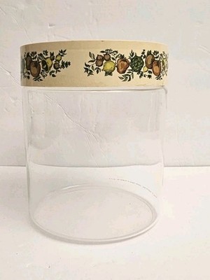 Vintage PYREX Spice Of Life Extra Tall Glass Canister W/ Lid Storage Collectible