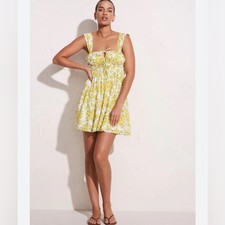 Faithfull the Brand Praia Morello Floral Mini Dress S Lemonade Tomato Girl Vaca