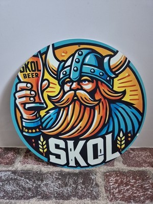 SKOL BEER Retro Schild Bier Wikinger Blechschild Bar Deko Kneipe Hausbar 20cm