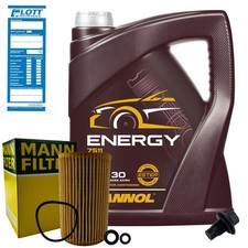 Produktbild - MANN Ölfilter + 5L 5W-30 passend für Audi A1 A3 Skoda Seat VW Golf 6 1.6 2.0 TDI
