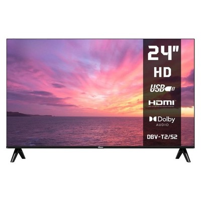 24 Zoll HD LED Fernseher DVB S2 T2 C HDMI USB Dolby Audio Schwarz Nicht Smart