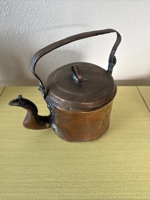 Antique copper teapot - damaged bottom - for decorative purposes