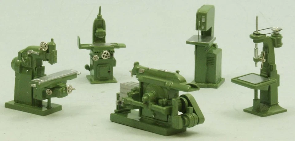 Machines d'usinage (5er Ensemble) 1/43 vert métal blanc/étain tout monté - Photo 1/1