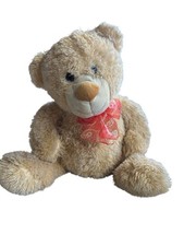 Beige Plush Teddy Bear with Red Bow, 18  