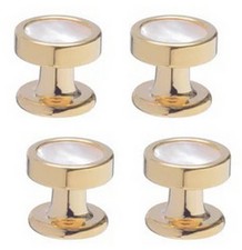 David Van Hagen Mens Mother Of Pearl Dress Studs - White/Gold