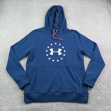Under Armour Womens Hoodie Large Blue Freedom Stars Logo Threadborne Sweatshirt
