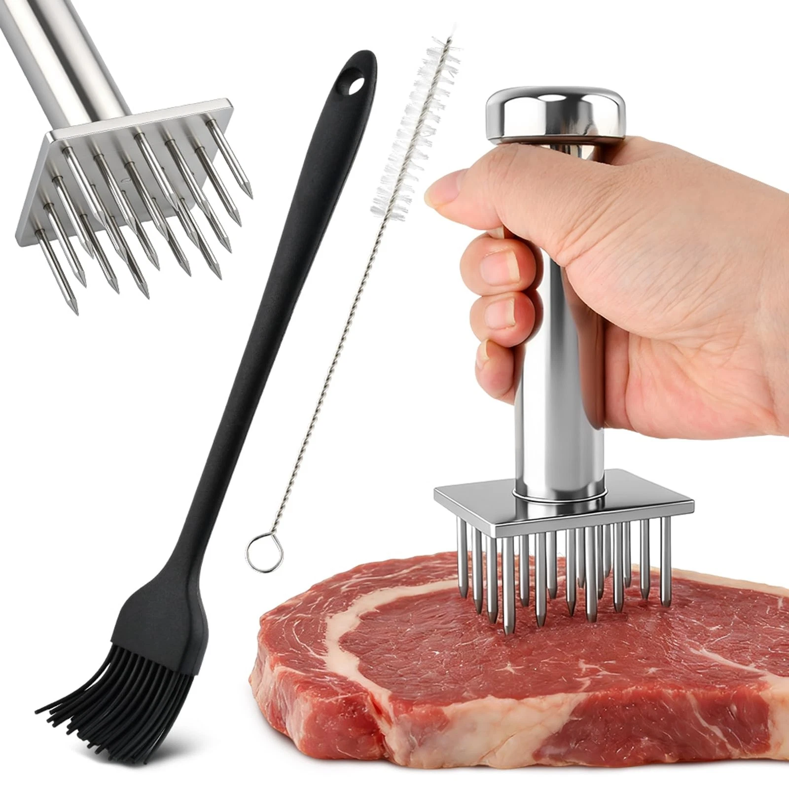 Meat Tenderizer Tool Set, Stainless Steel Meat Tenderizer built in 18 Needles...
Opens in a new wind