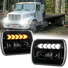 Pair 7x6" Led headlight For INTERNATIONAL 4700 4900 8100 9900 9900I IX 9200 9400