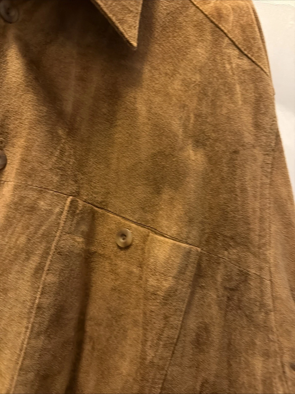 VTG Perry Ellis Mens Suede Leather Shirt Jacket L Lined Button Patch Pockets image 7