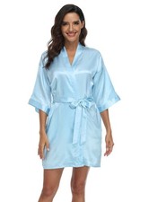 Womens Satin Robes Plus Size Silk Robes Short Bridal Party Kimono Robes Summe...