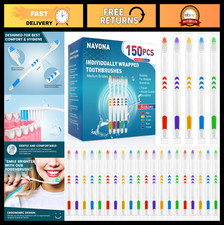 150 PCS Disposable Soft Bristle Toothbrushes - Individually Wrapped, Ergonomic H