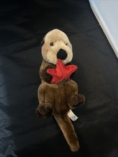 Aurora World Brown 9" Otto Plush Sea Otter W/Red Starfish Stuffed Animal JZ12