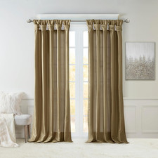 Emilia Faux Silk Single Curtain with Privacy Lining, DIY Twist Tab Top, Room Dar