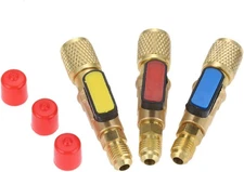 Refrigerant Ball Valve 1/4" SAE, AC HVAC Ball Valve Adapter for Charging Hoses A