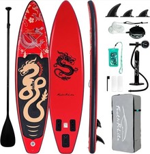 FunWater 11'&times;33"&times;6" Inflatable Stand Up Paddle 11'&times;33"&times;6", Red Black Dragon