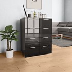 Sideboard 60x35x80 cm Black High Gloss Engineered Wood 8-Drawer Compact Slim UK