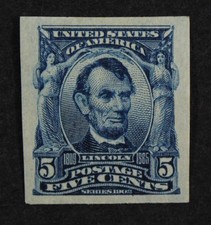 CKStamps: US Stamps Scott#315 5c Lincoln Mint LH OG Imperf 22 x 24 1/2mm
