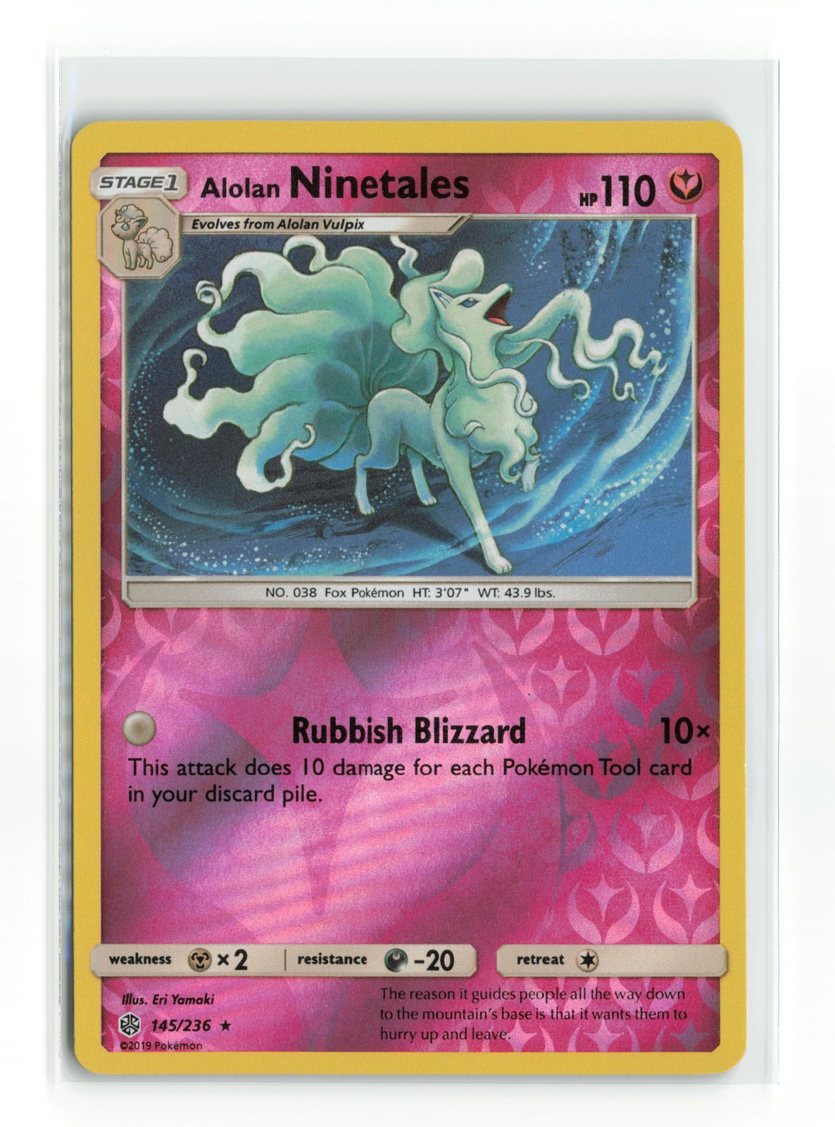 ALOLAN NINETALES 145/236 COSMIC ECLIPSE REVERSE HOLO POKEMON TCG NM