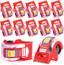 Heavy Duty Clear Packing Tape 12 Rolls with Dispenser 1.5'' Core