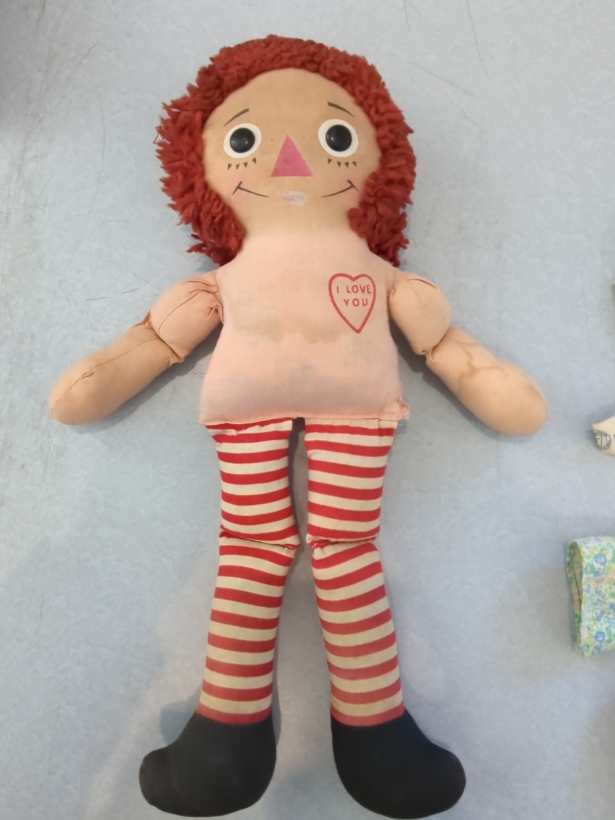 Knickerbocker RAGGEDY ANN 16-inch I Love You Heart Doll Flower on Pocket