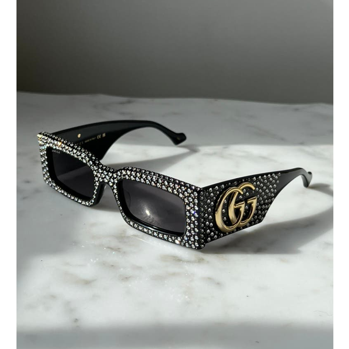 NEW Gucci GG1425S Crystal Black Marmont Sunglasses $1305 | eBay