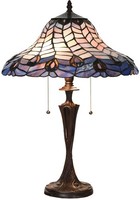 Lumilamp 5LL-6338 Tiffany Tischlampe Blau Ø 40X60 Cm E27-Max 2X60W