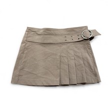 Urban Outfitters Cotton Twill Pleated Mini Skirt Buckle Khaki Mid Rise XS