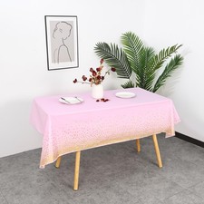 2 Packs Tablecloth Disposable Gold Tables Tablecloths Waterproof Plastic Tabl...