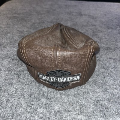 Harley Davidson Fitted Mens Size Small Brown Newsboy Cabbie