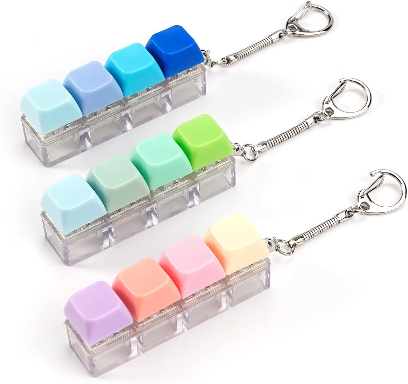3Pcs Keyboard Fidget Toy 4-Button Fidget Keyboard Keychain Stress Relief Toys Fu