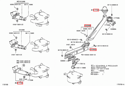 Genuine Toyota LandCruiser HZJ75 HZJ71 Snorkel Lower Upper Sections Top Cap Kit - Picture 11 of 13