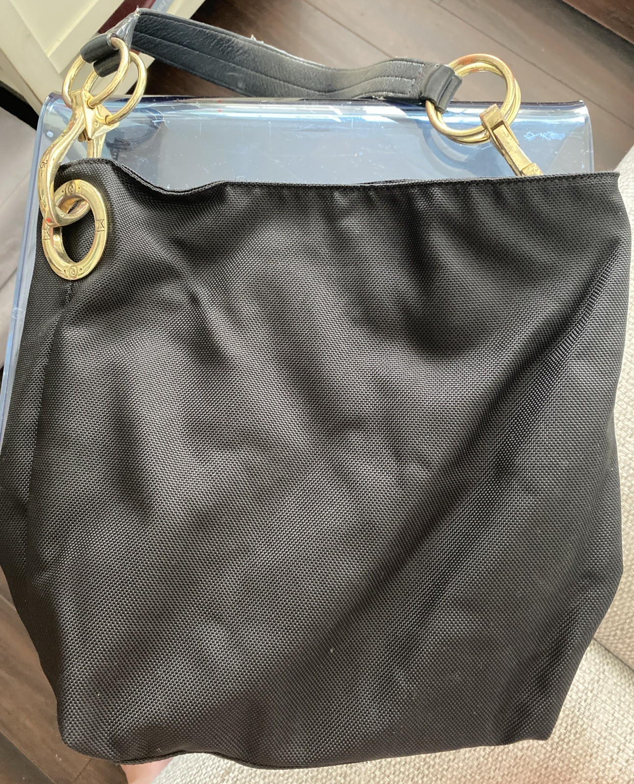 JPK-Paris 75 Women Black Canvas Bucket Tote Handbag Bag