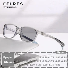 TR90 Oval Photochromic Nearsighted Glasses Men Leisure Sports Myopia Sunglasses 