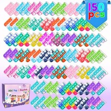 150 PCS Mini Pop Fidget Toys Bulk Party Favors, Silicone Squeeze Pop Bubble K...