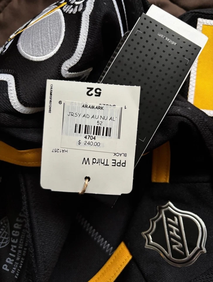 Camiseta deportiva de hockey para hombre Adidas NHL Pittsburgh Penguins Kris Letang grande Foto 4 de 4