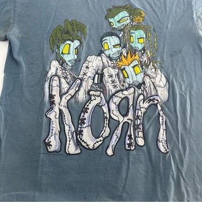 Vintage 90s Korn Shirt Men Large Blue 1999 Giant Tag Metal Concert