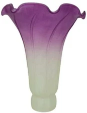 Tulip Lily Flower Glass Lamp Shade by Terra Cottage Plum & White 1.5" OD 1.2" ID