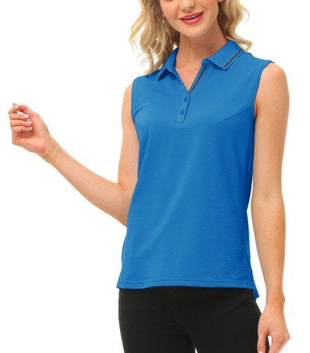 Women Button Golf Polo Gym Sleeveless Shirt T-shirt Casual Climbing Tennis Top - Picture 109 of 182