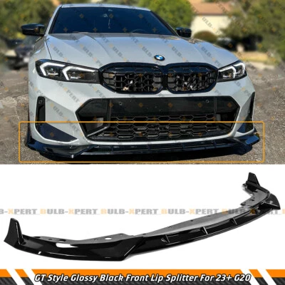 GT Style Gloss Black Front Bumper Lip Kit For 2023-26 BMW G20 M340i 330i M Sport - Image 1 of 4