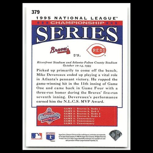 Mike Deveraux #379 1996 Collectors Choice 1995 NL Series Baseball Card MLB NM - Image 2 of 3