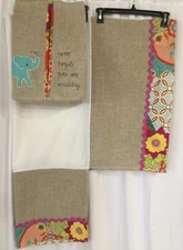 Levtex Baby Zahara Elephant Crib Skirt Dust Ruffle and Diaper Stacker EXC