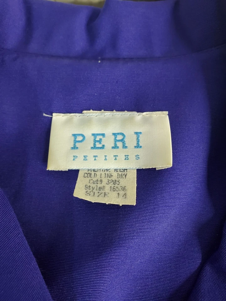 VESTIDO CINTURÓN VINTAGE PERI PETITES MORADO Talla 14 Rayón Poliéster Mamá Bonito Foto 3 de 4