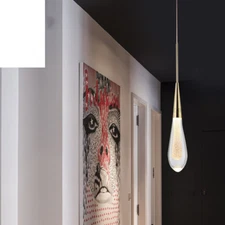 Crystal Glass Chandelier Light Modern LED Pendant Lamp Rain Drop Hanging Fixture