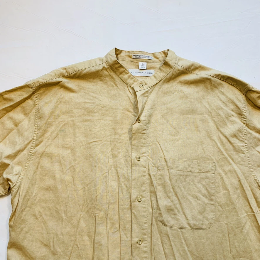 Vintage Geoffrey Beene Linen Blend Shirt Men L Single Needle Long Sleeve Relaxed - Image 4 of 4